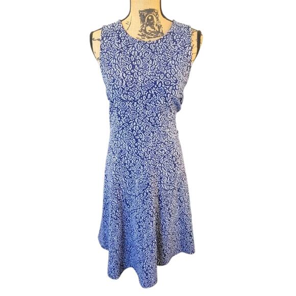 Leota Dresses & Skirts - 1X (1L) Leota Stretchy Blue & White Midi Skater Sleeveless Dress